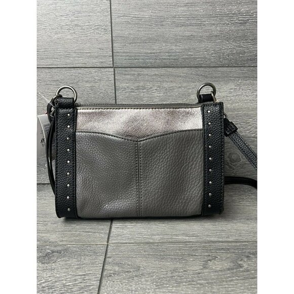 THE SAK Sanibel Crossbody Bag Women Grey Silver Black Leather In Slate Block - Picture 1 of 6